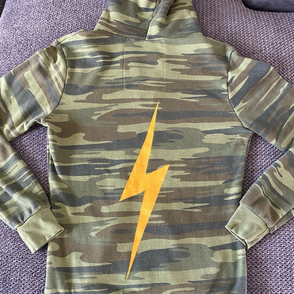 Aviator Nation Camo Bolt zip up sweatshirt, sz M